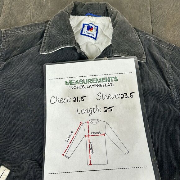 Vintage Rennoc Corduroy Jacket Black Gray Medium Quilted Lining Made in USA - Picture 9 of 10